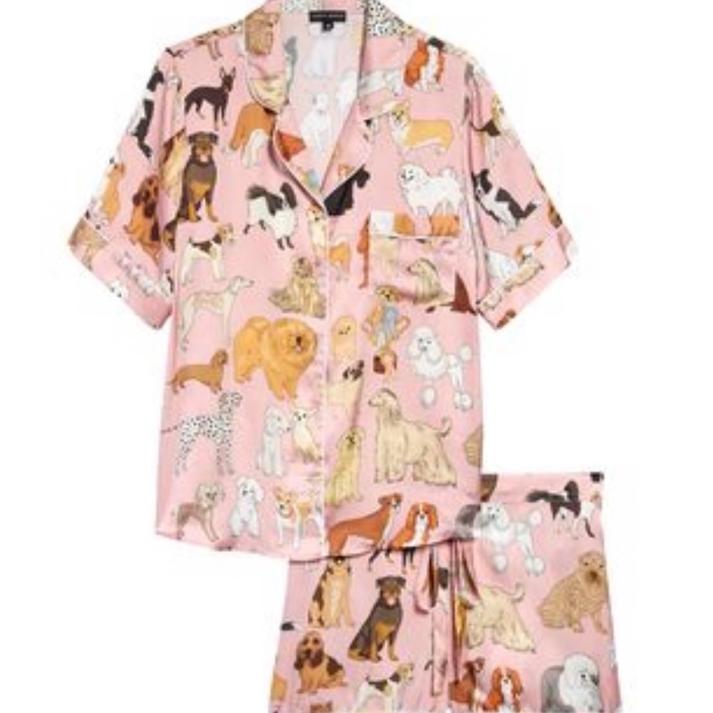 Pink Dog Print Pajama Set